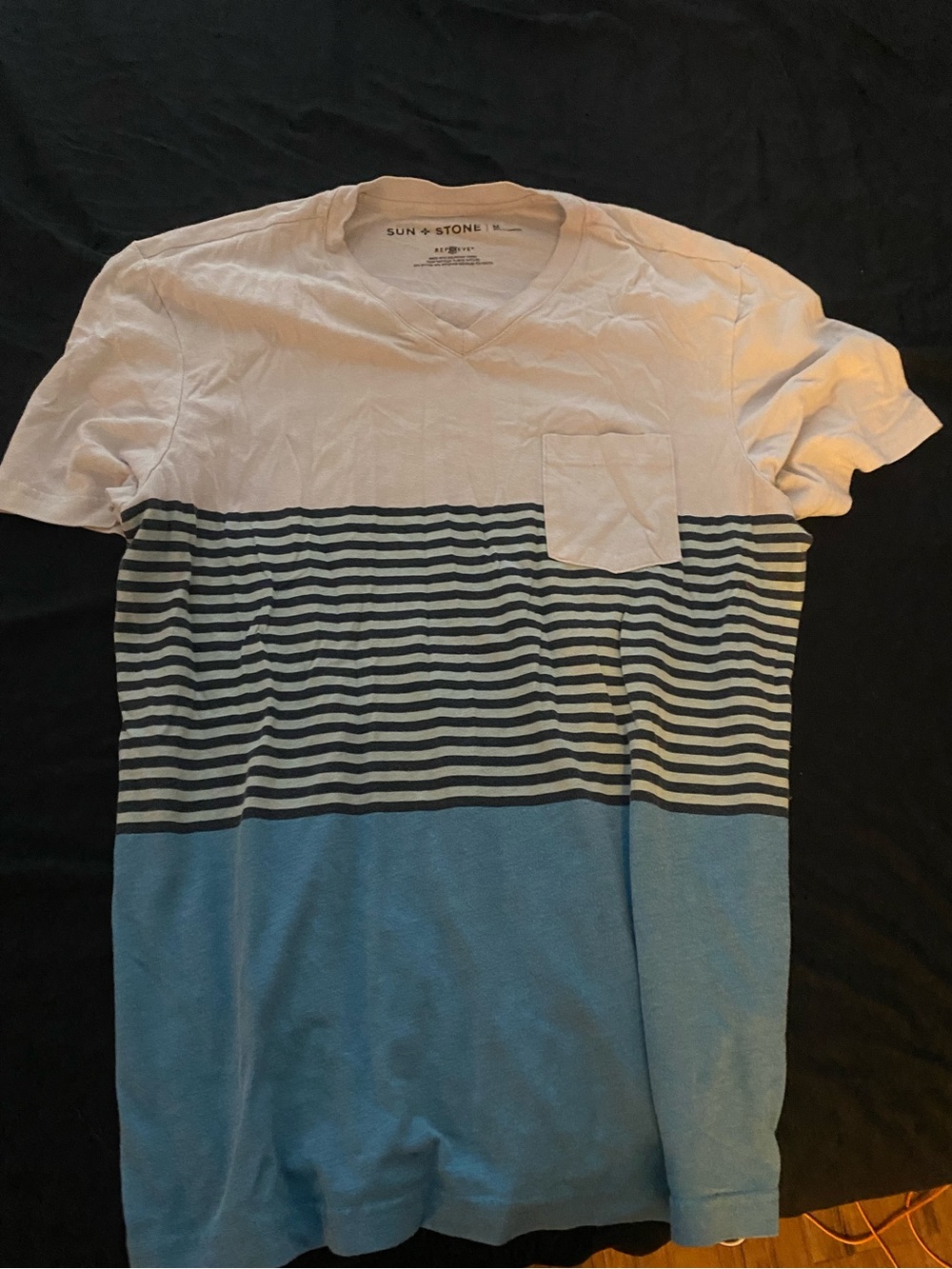 Retro Striped Blue and White T Shirt